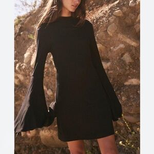 Free People Dare to Dance mini dress Fp Beach NWT Large Black Bell Sleeves